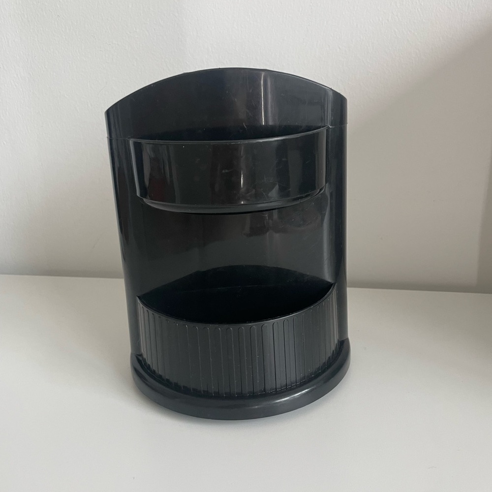 Sleek Black Rotating Desk Stationary Organizer